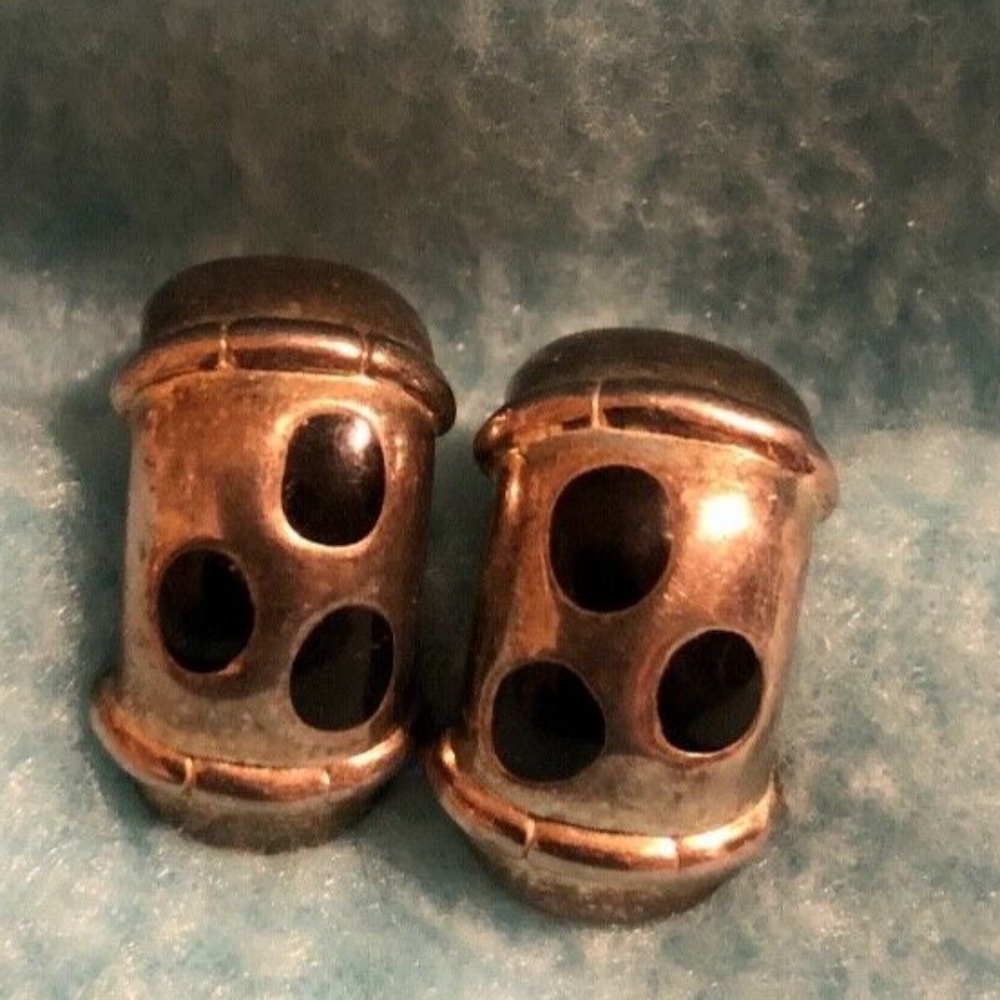 Black and Gold Tone hoop clip on earrings